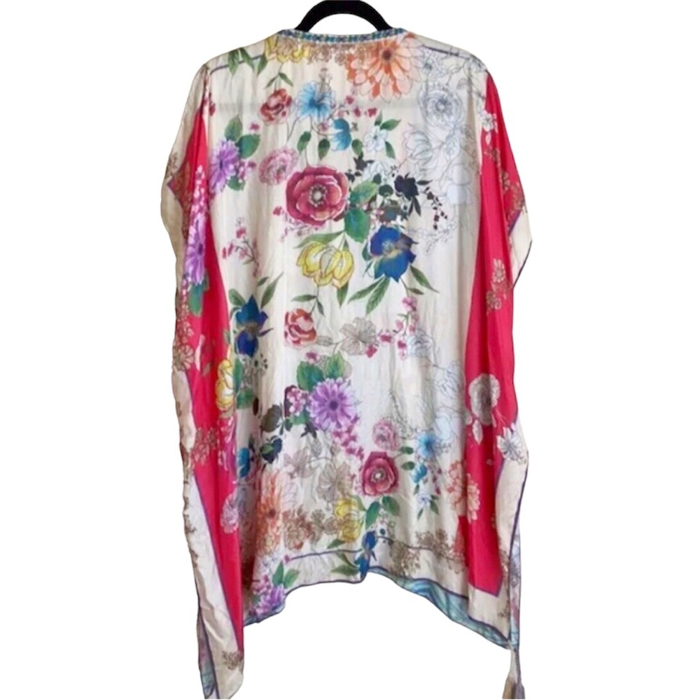 Johnny Was Leon pure SILK print tasseled top - Picture 2 of 8